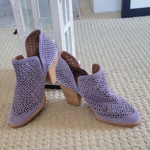 Jeffrey Campbell Lavender Laser-Cut Suede Ankle Booties